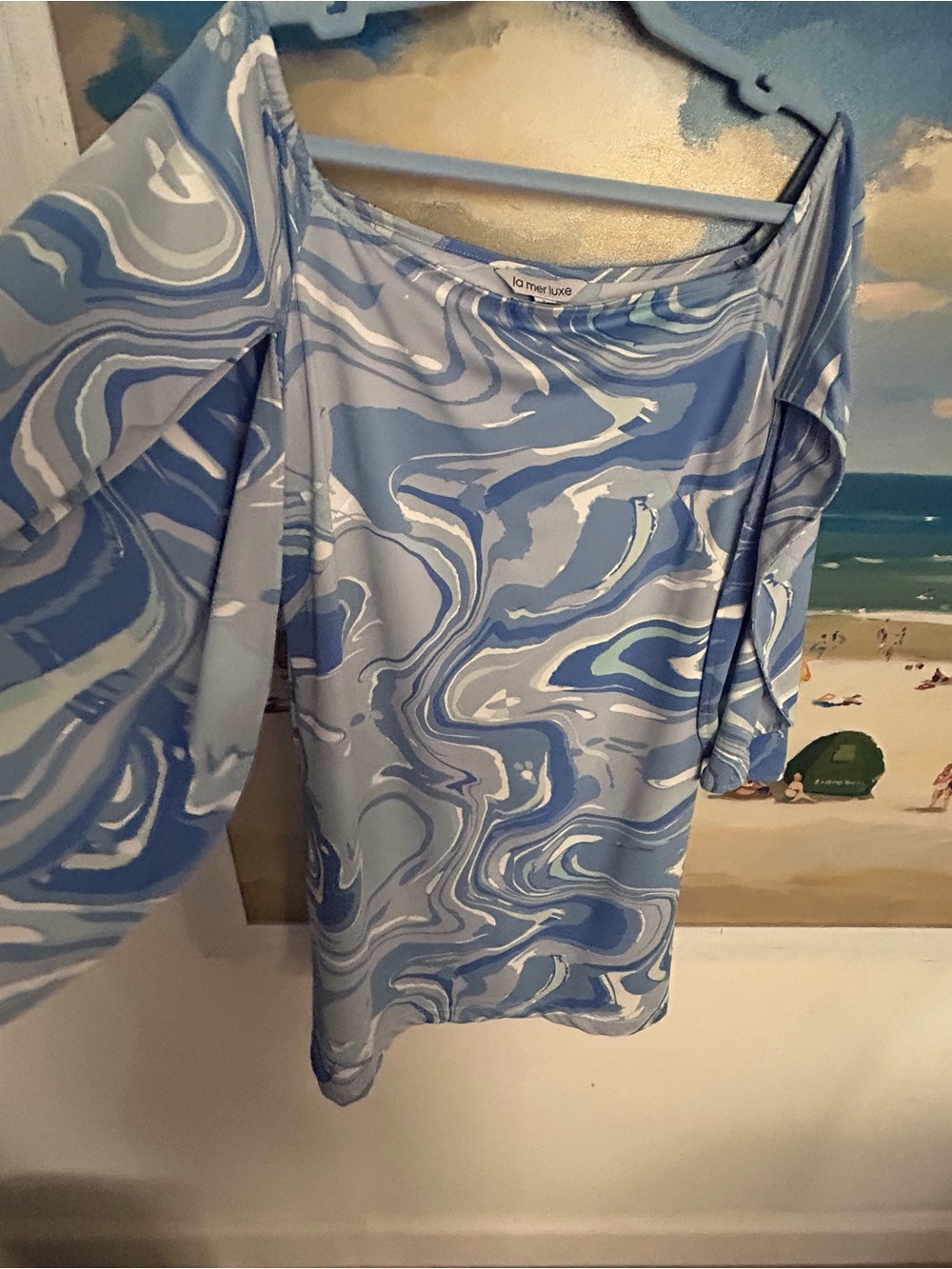 Dress ,cut split bell sleeves, fluid fabric L - Picture 2 of 6